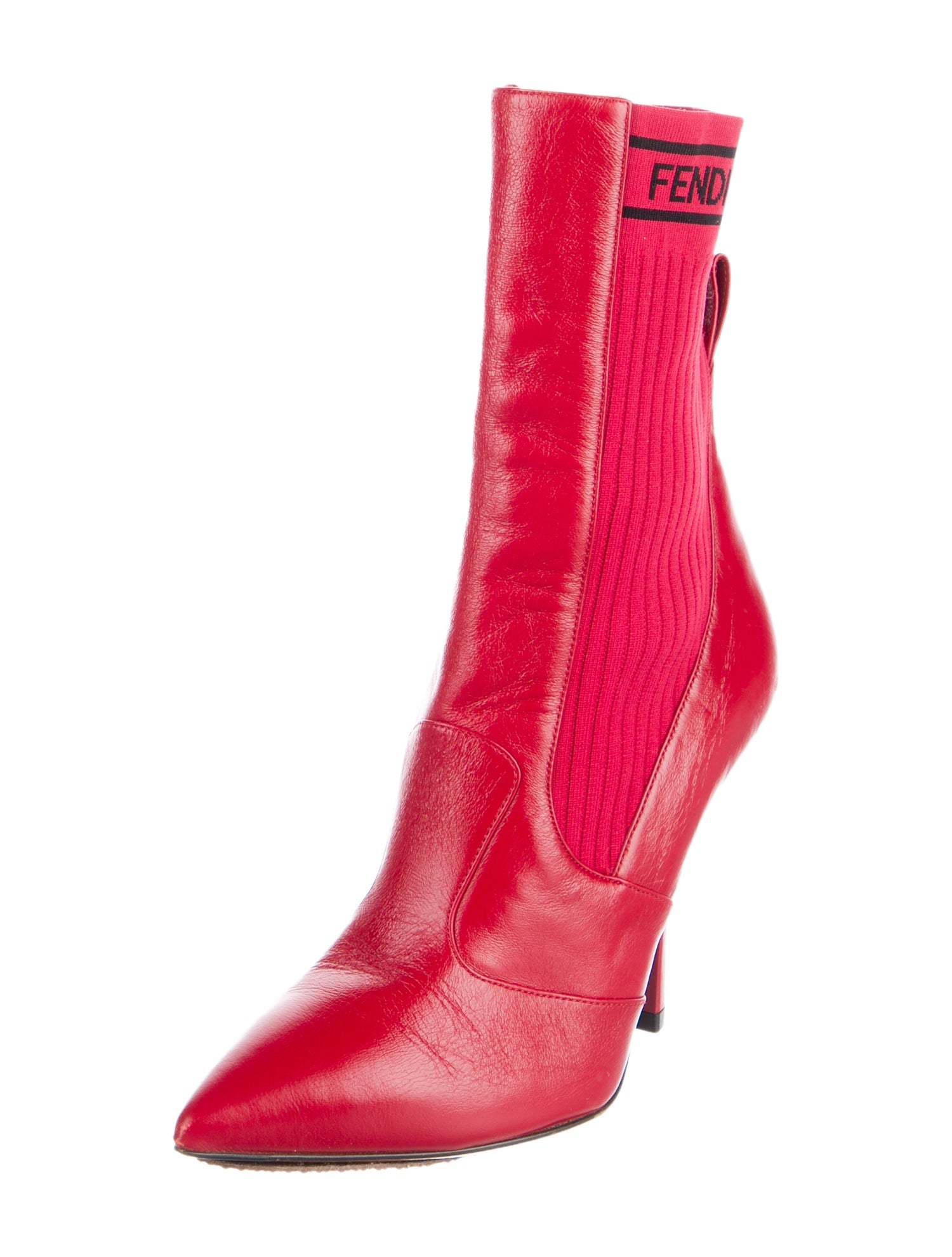 Fendi Leather Graphic Print Sock Boots