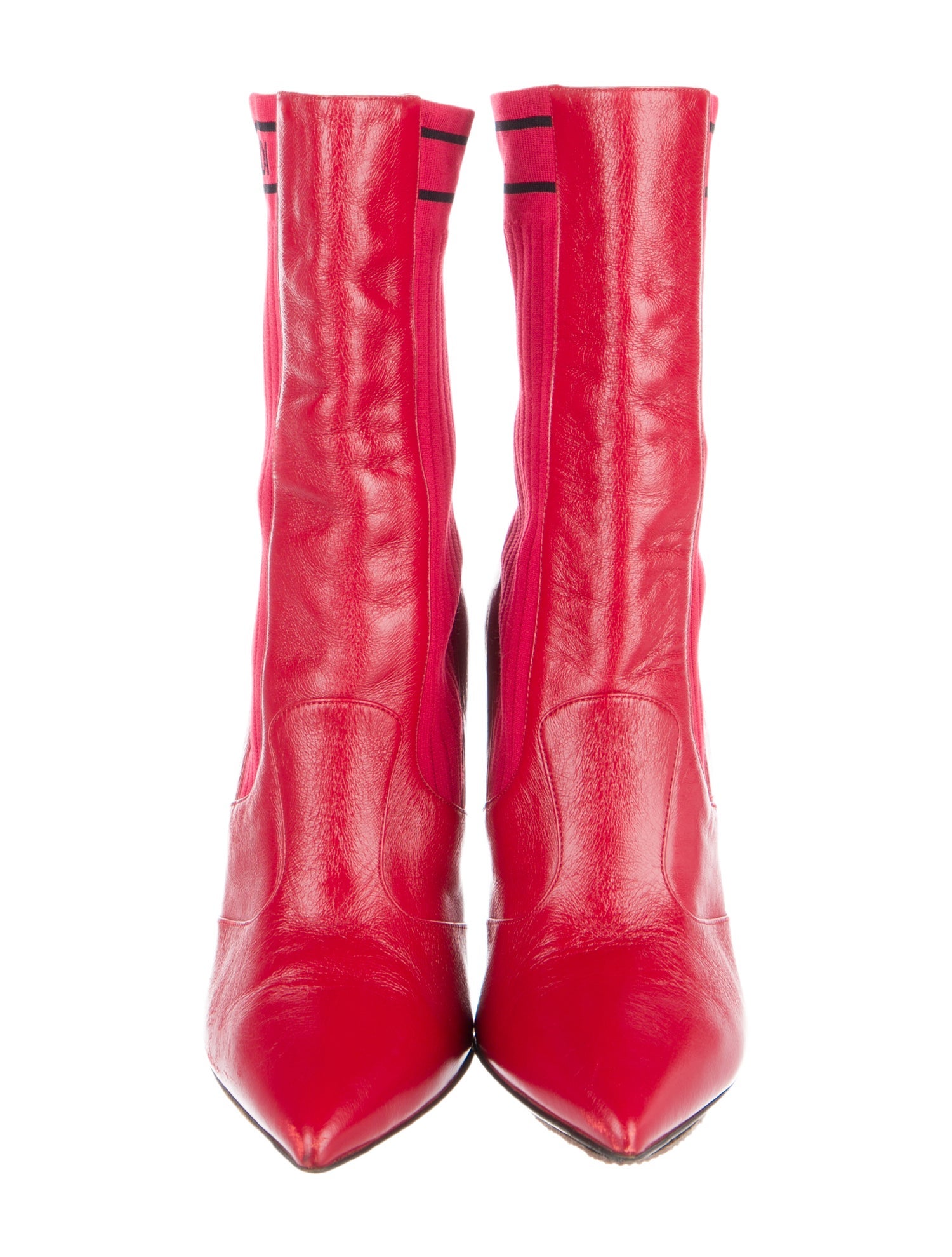 Fendi Leather Graphic Print Sock Boots