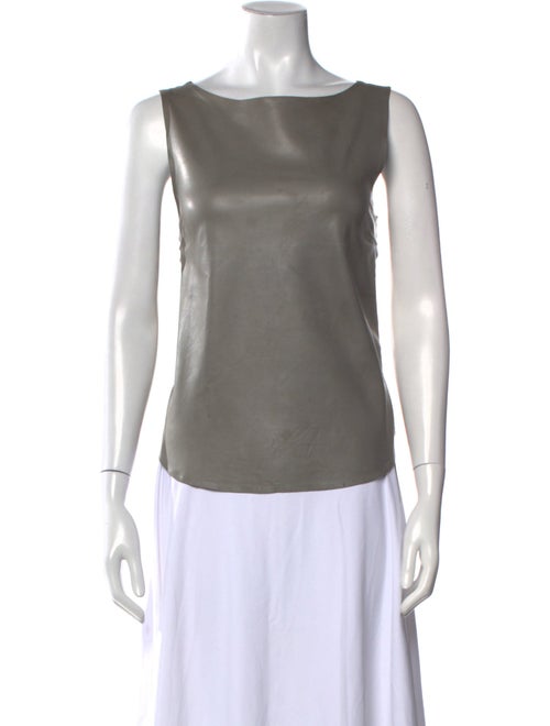 Fendi Leather Bateau Neckline Top
