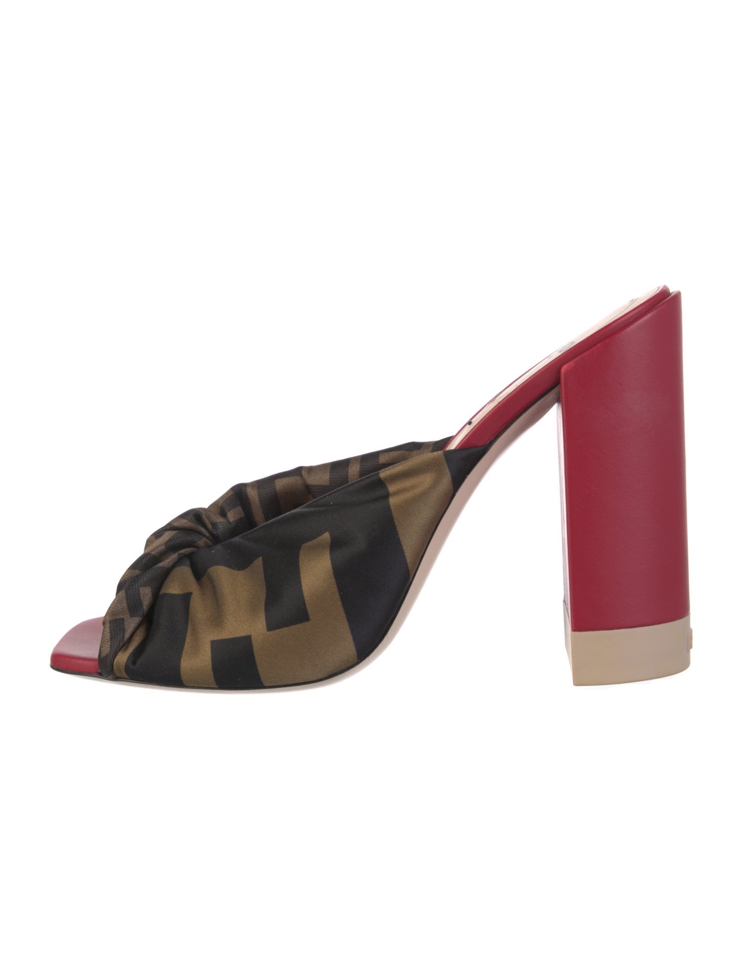 Fendi Zucca FF Logo Ruffle Embellishment Slides