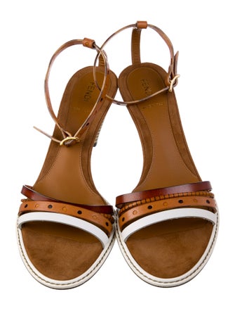 Fendi Leather Colorblock Pattern Sandals