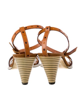 Fendi Leather Colorblock Pattern Sandals