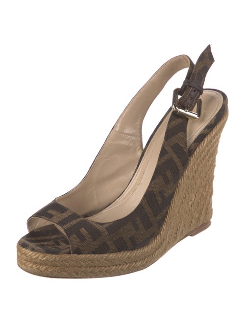 Fendi Zucca FF Logo Canvas Slingback Pumps