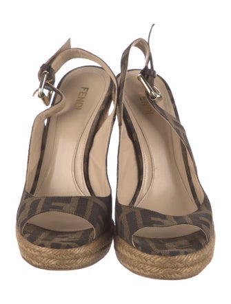 Fendi Zucca FF Logo Canvas Slingback Pumps