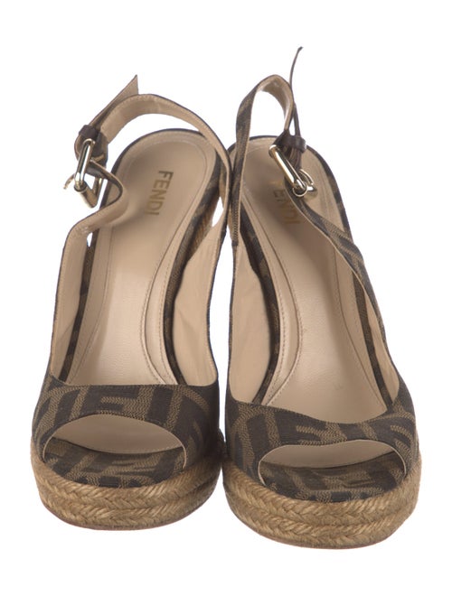 Fendi Zucca FF Logo Canvas Slingback Pumps
