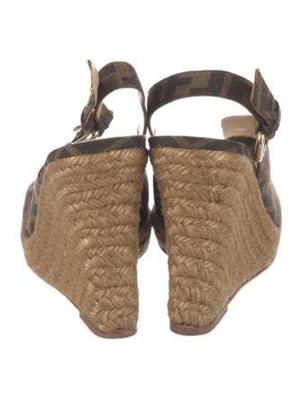 Fendi Zucca FF Logo Canvas Slingback Pumps