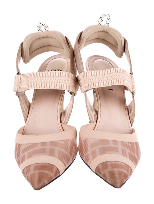 Fendi Zucca FF Logo Mesh Slingback Pumps
