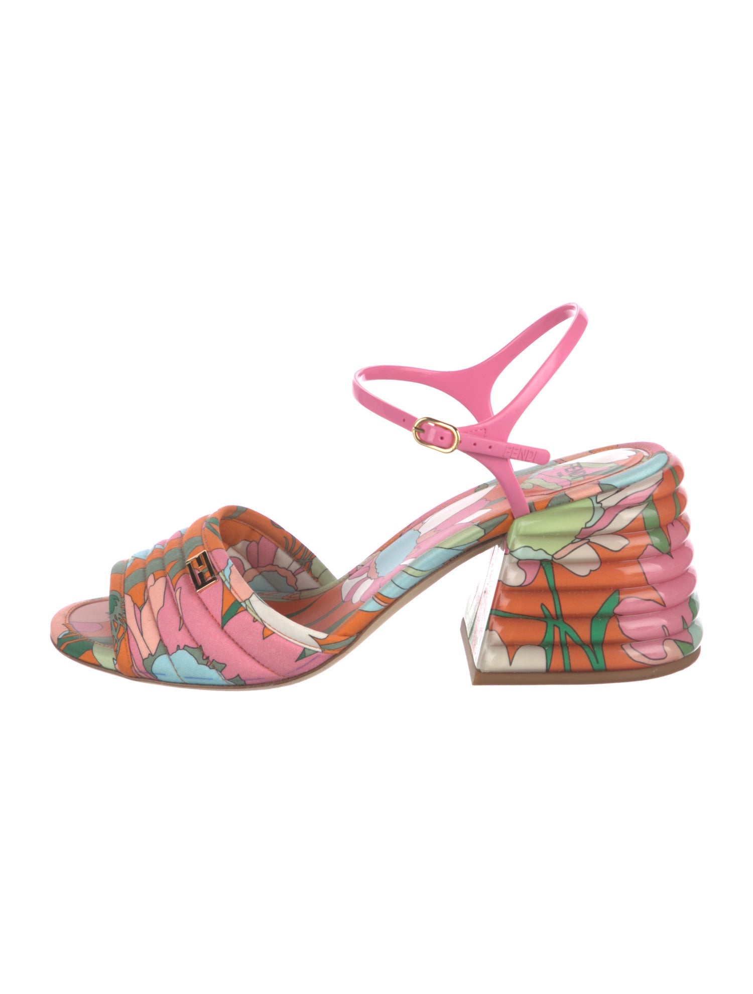Fendi Floral Print Slingback Sandals