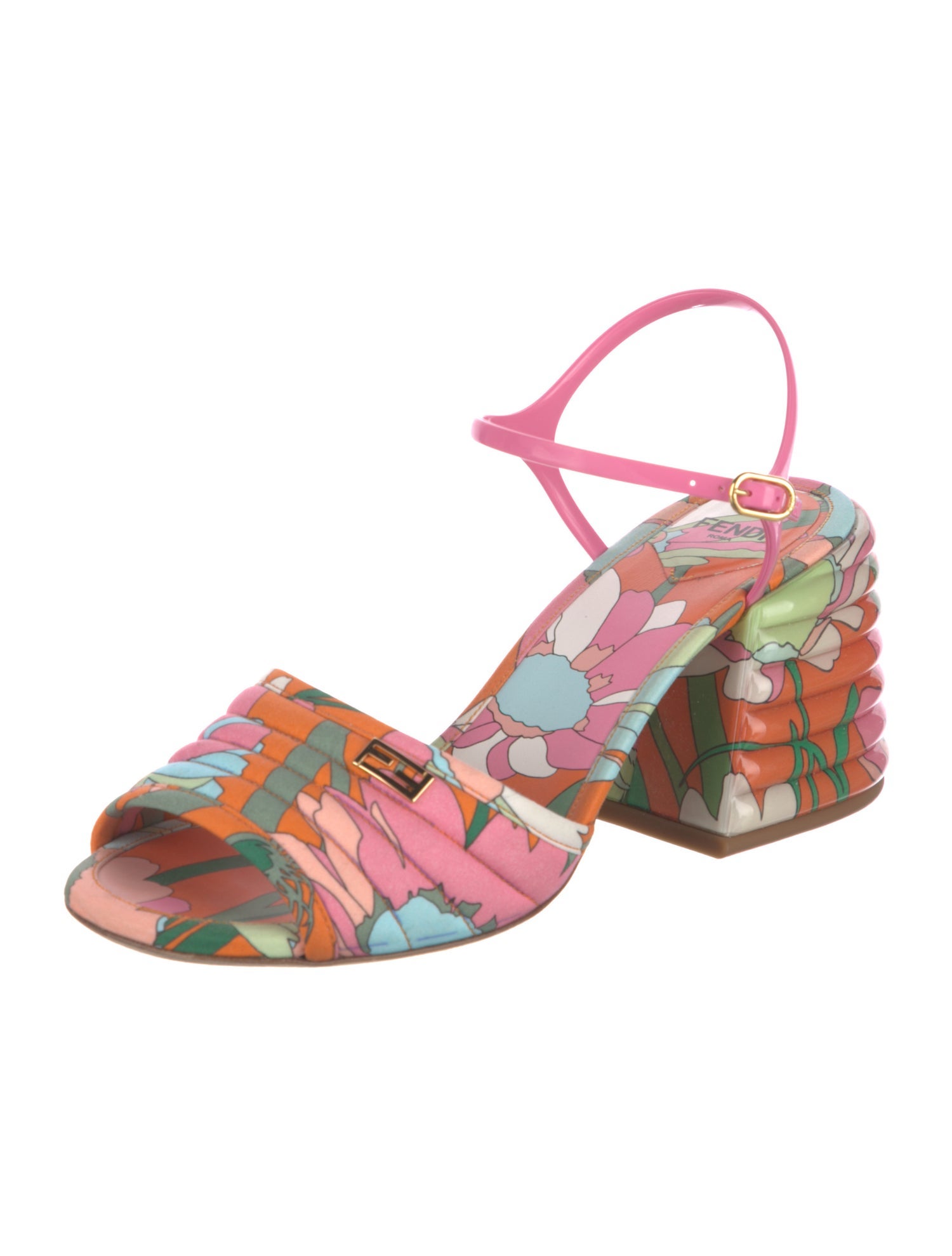 Fendi Floral Print Slingback Sandals