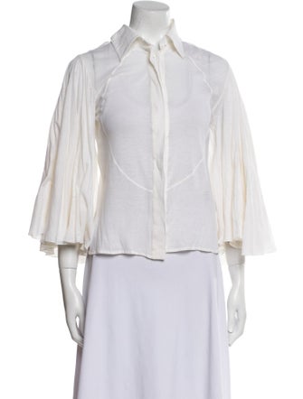 Fendi Three-Quarter Sleeve Button-Up Top