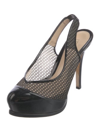 Fendi Signature Logo Mesh Slingback Pumps