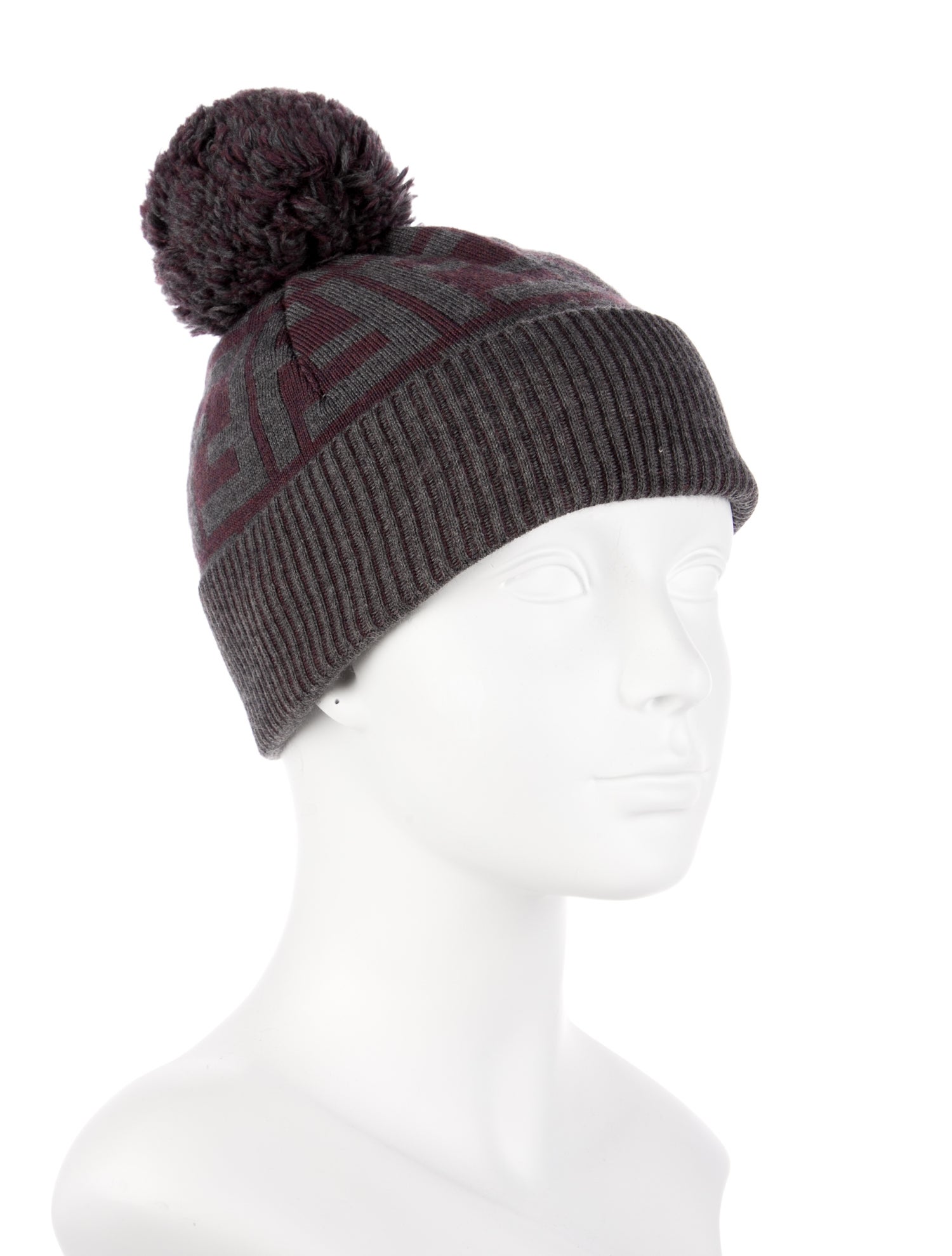 Fendi Zucca FF Pom-Pom Beanie