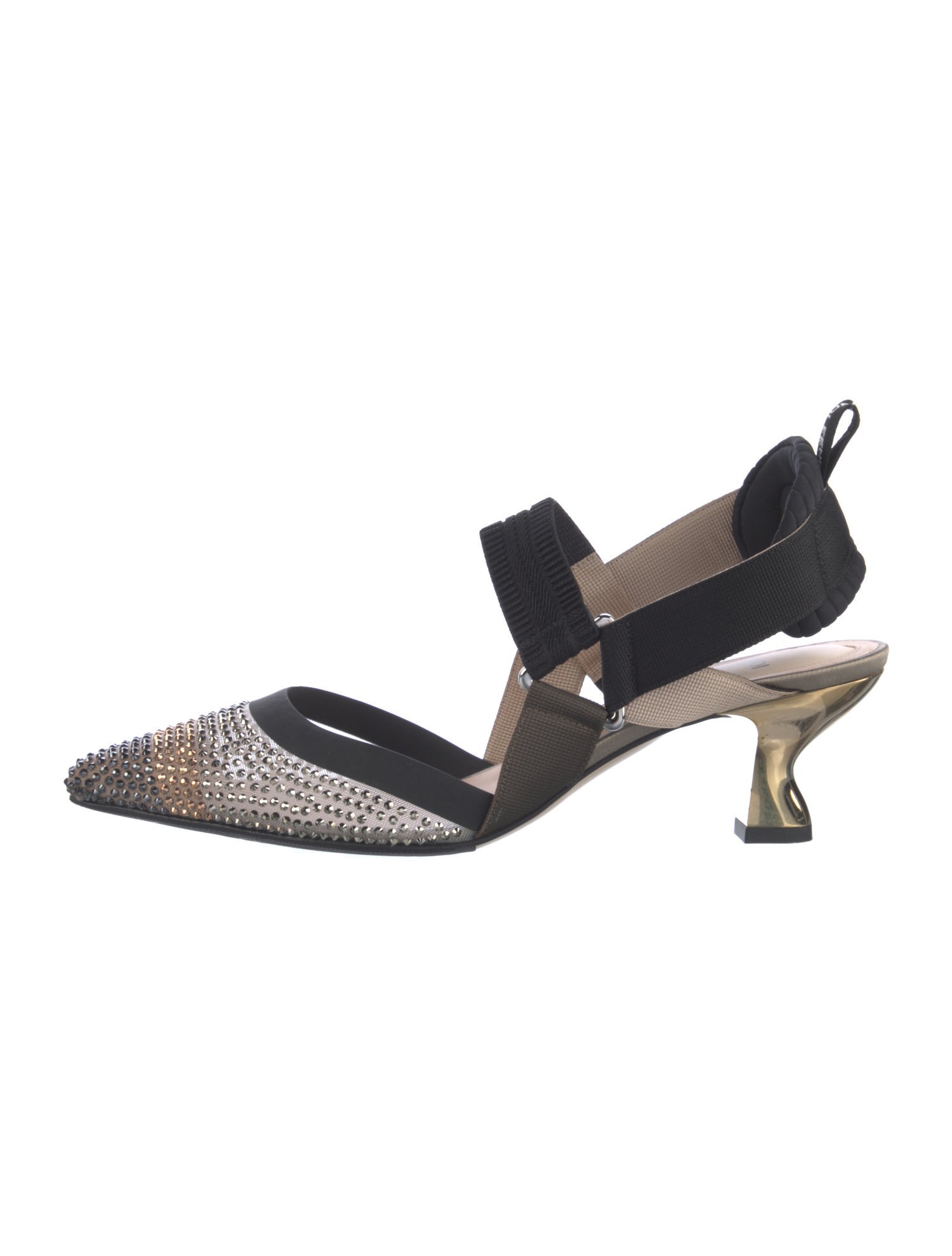 Fendi Zucca FF Logo Mesh Slingback Pumps