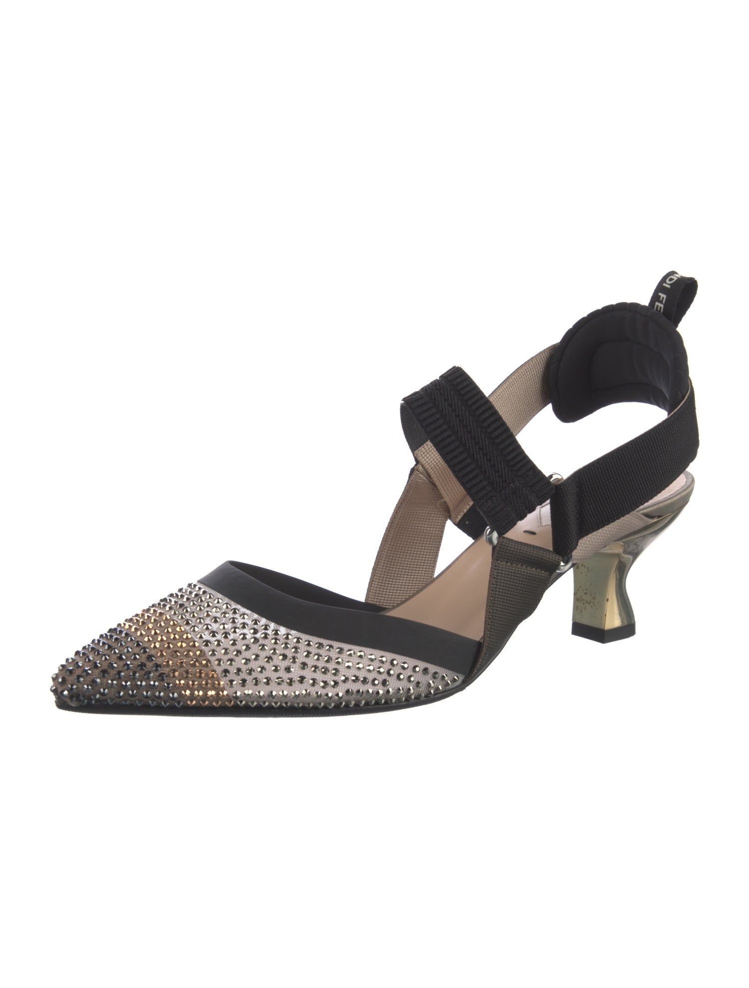 Fendi Zucca FF Logo Mesh Slingback Pumps