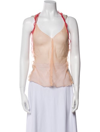 Fendi Silk Square Neckline Top