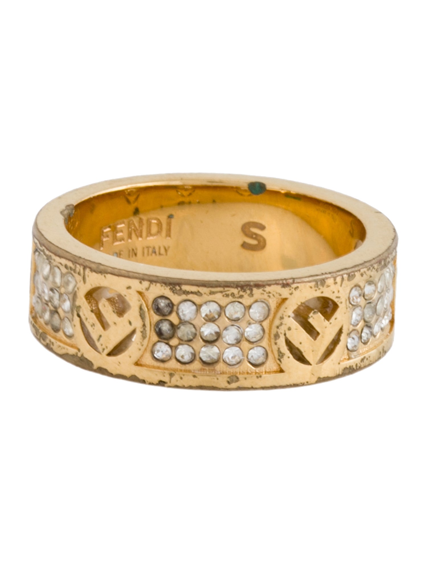 Fendi Crystal 'F Is' Band Ring