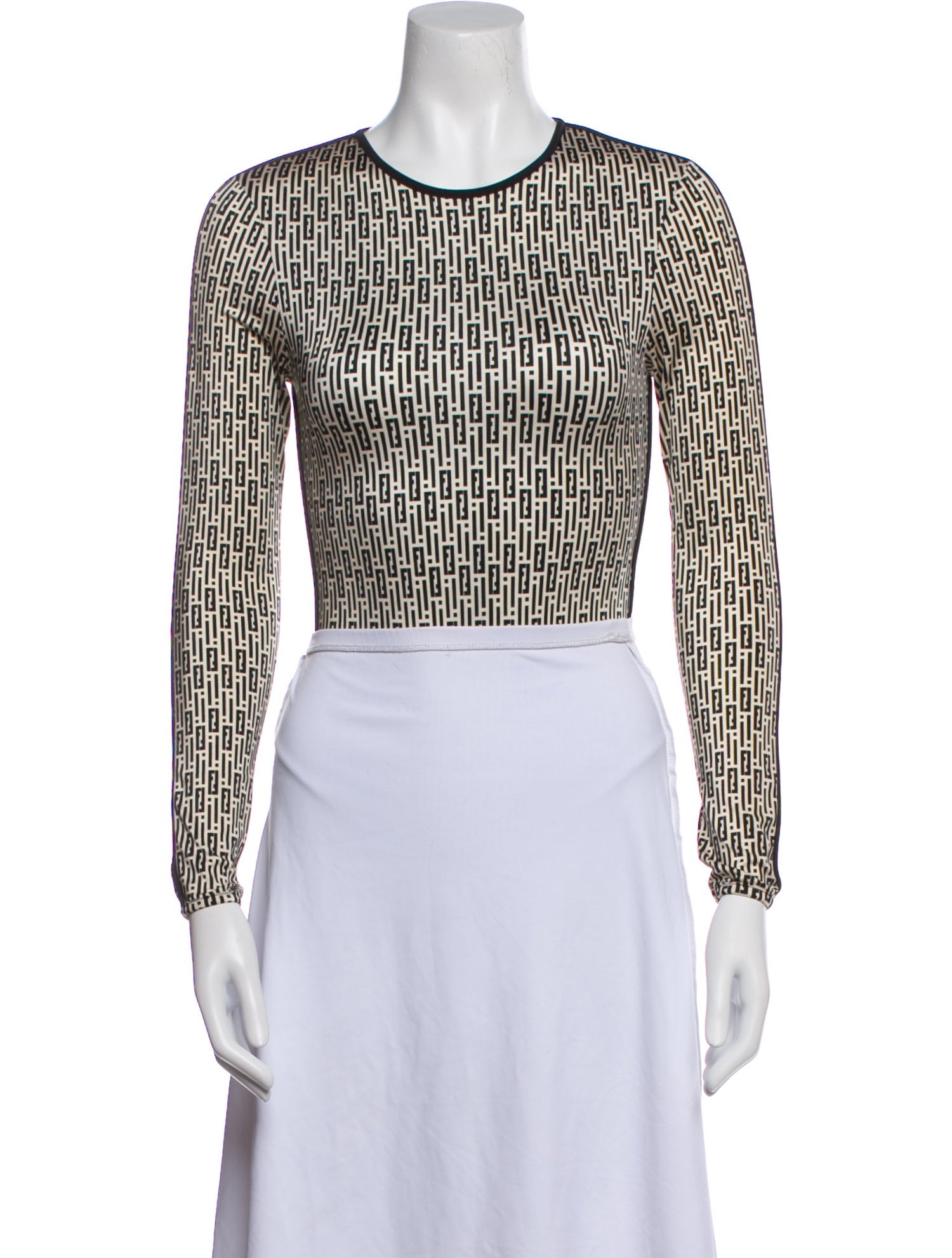 Fendi Printed Crew Neck Crop Top