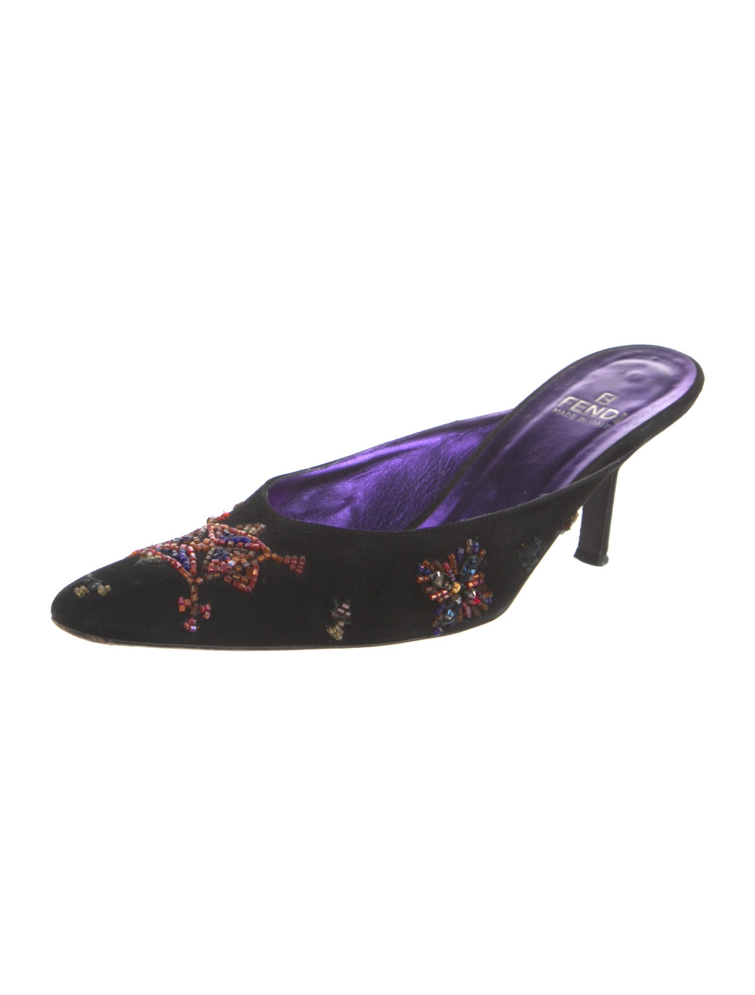 Fendi Zucca FF Logo Satin Mules
