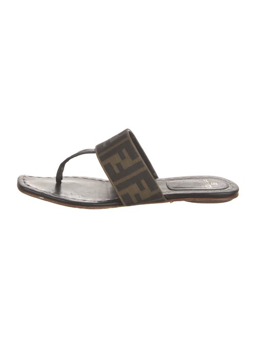 Fendi Zucca FF Logo Leather Slides