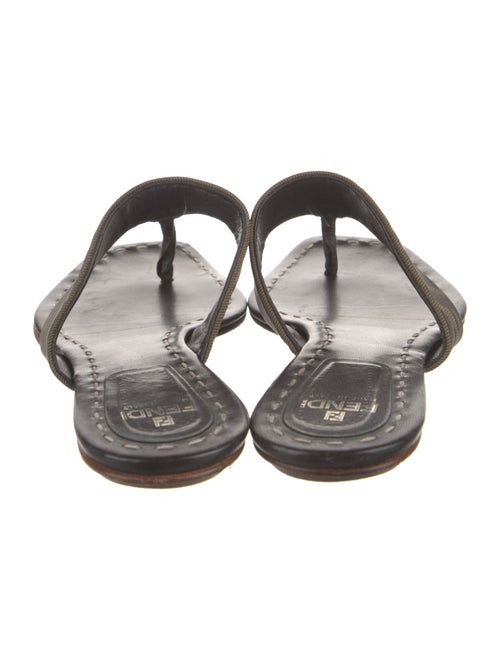 Fendi Zucca FF Logo Leather Slides