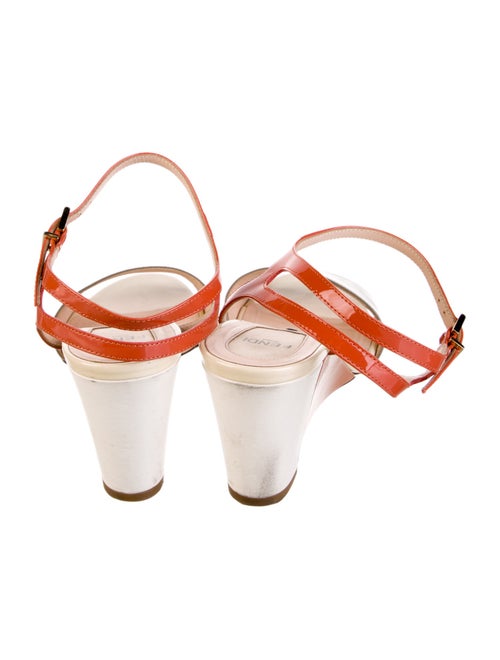 Fendi Patent Leather Colorblock Pattern Sandals