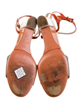Fendi Patent Leather Colorblock Pattern Sandals