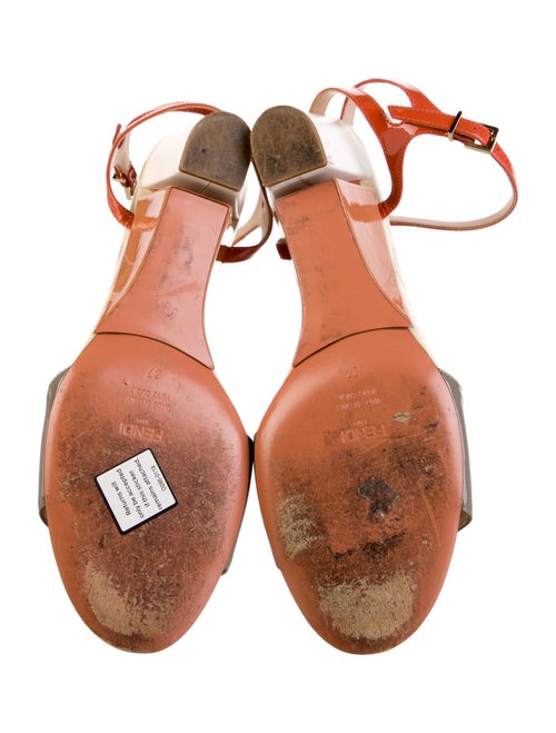 Fendi Patent Leather Colorblock Pattern Sandals
