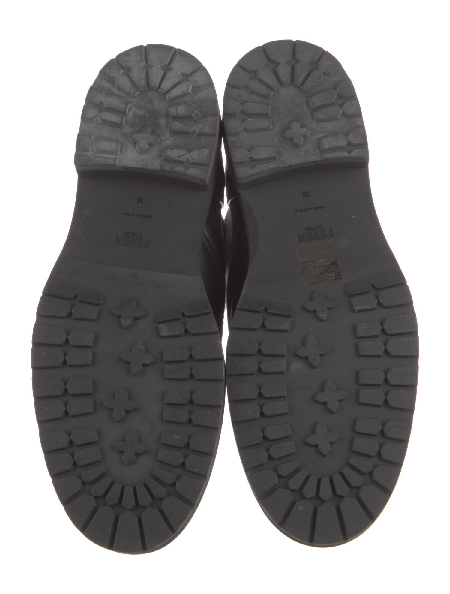 Fendi Zucca FF Logo Leather Combat Boots