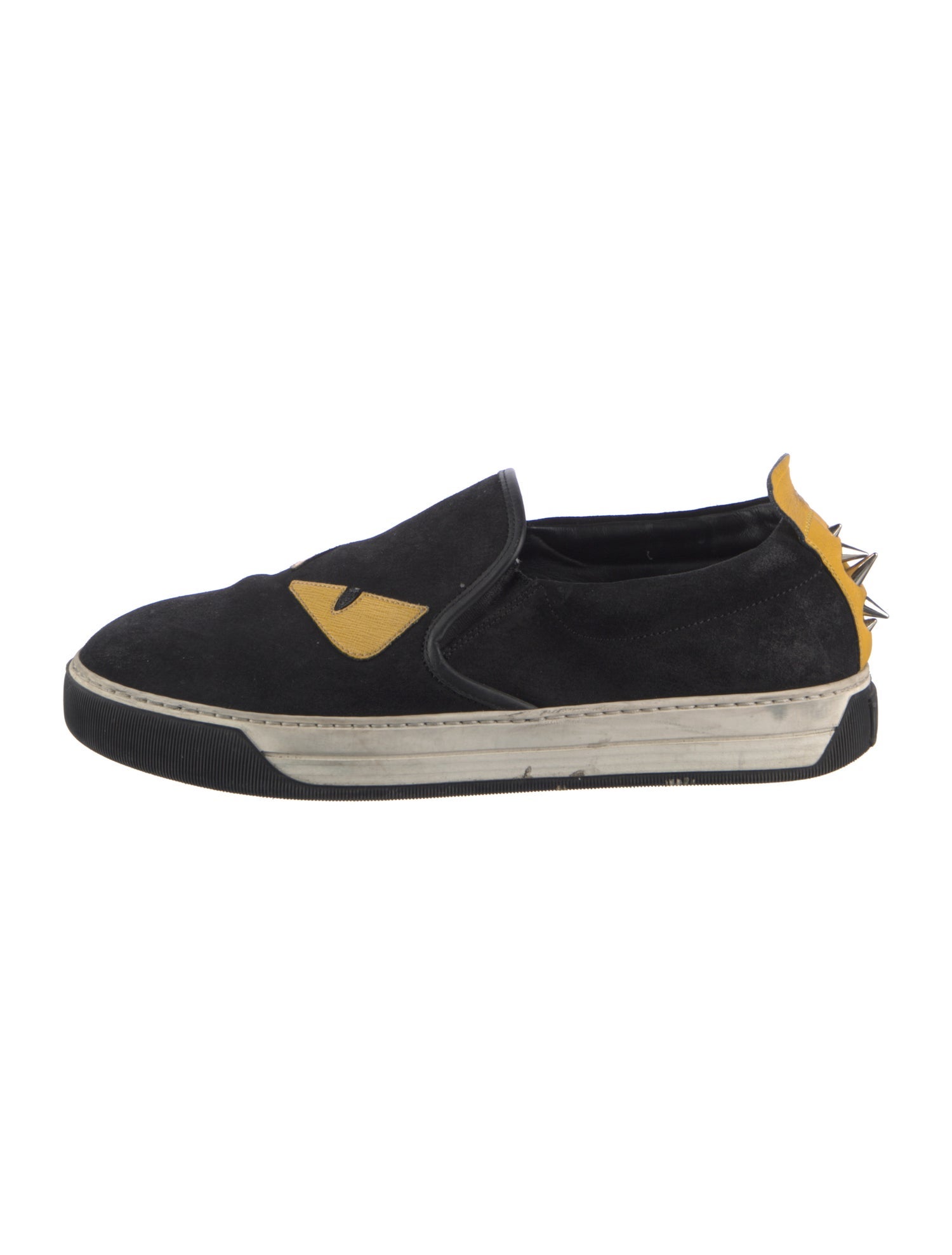 Fendi Monsters Motif Suede Sneakers