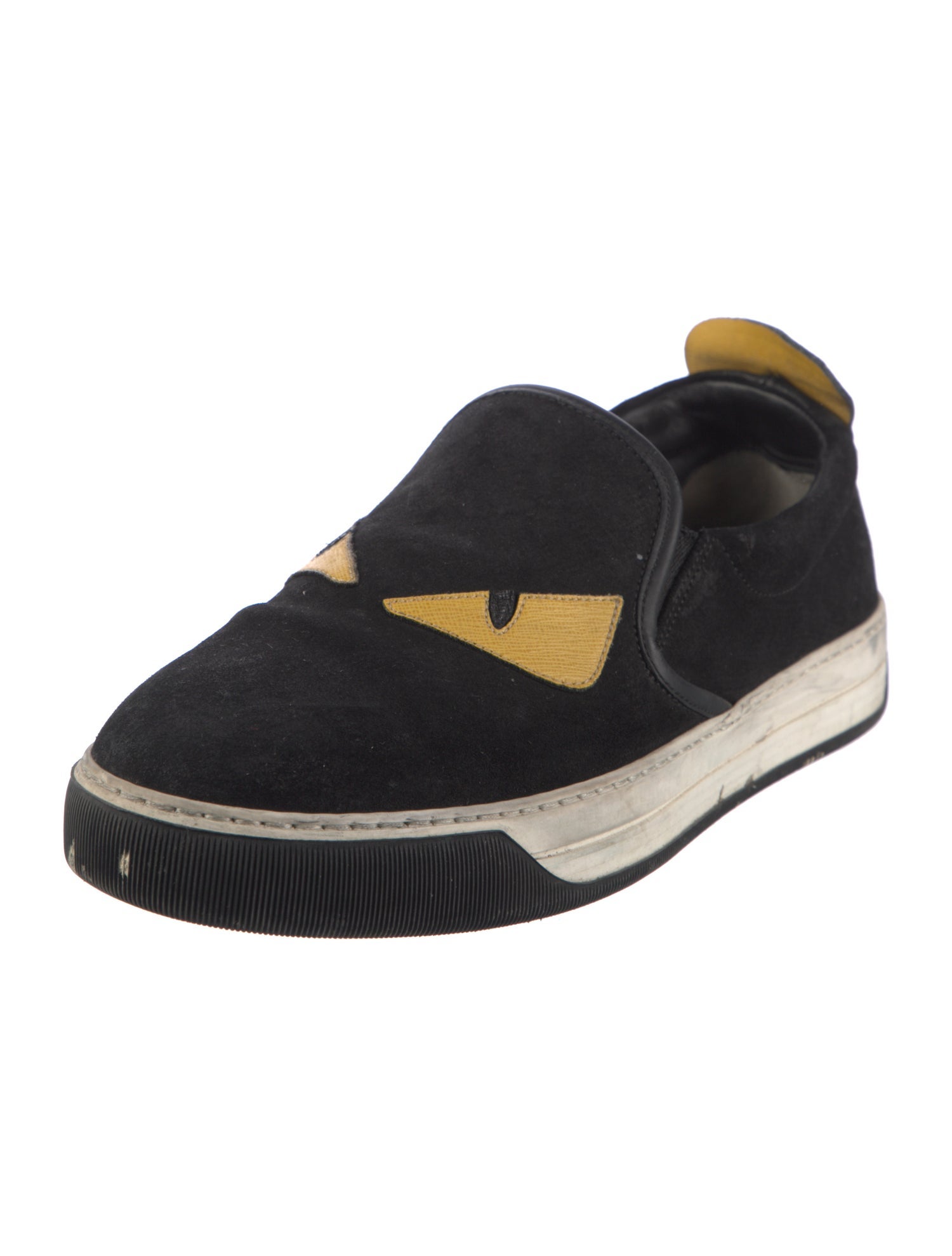 Fendi Monsters Motif Suede Sneakers
