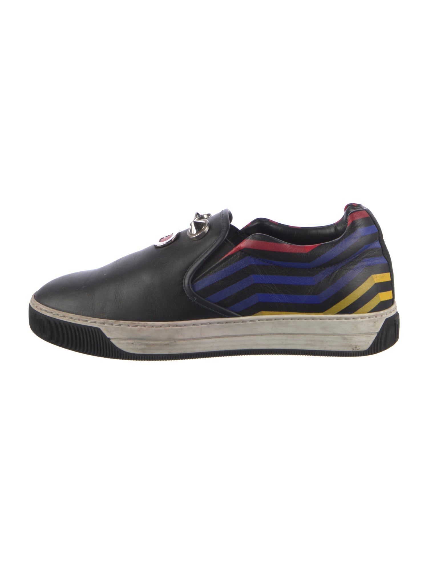 Fendi Faces Motif Leather Sneakers