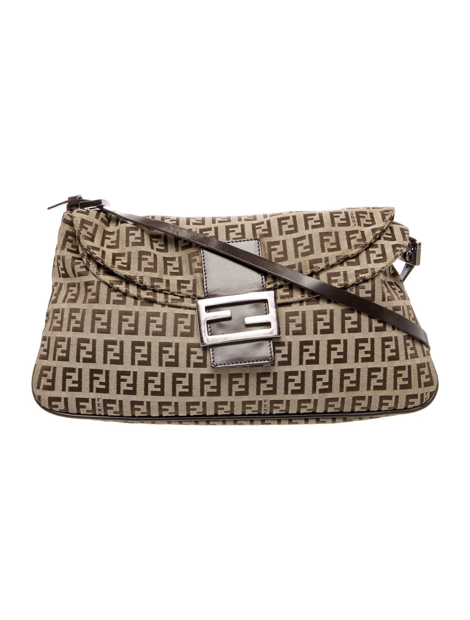 Fendi Zucchino FF Double Flap Baguette Vintage