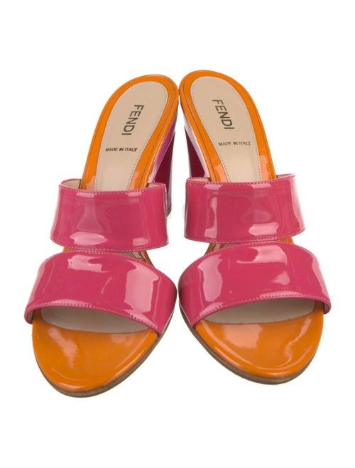 Fendi Zucca FF Logo Patent Leather Slides