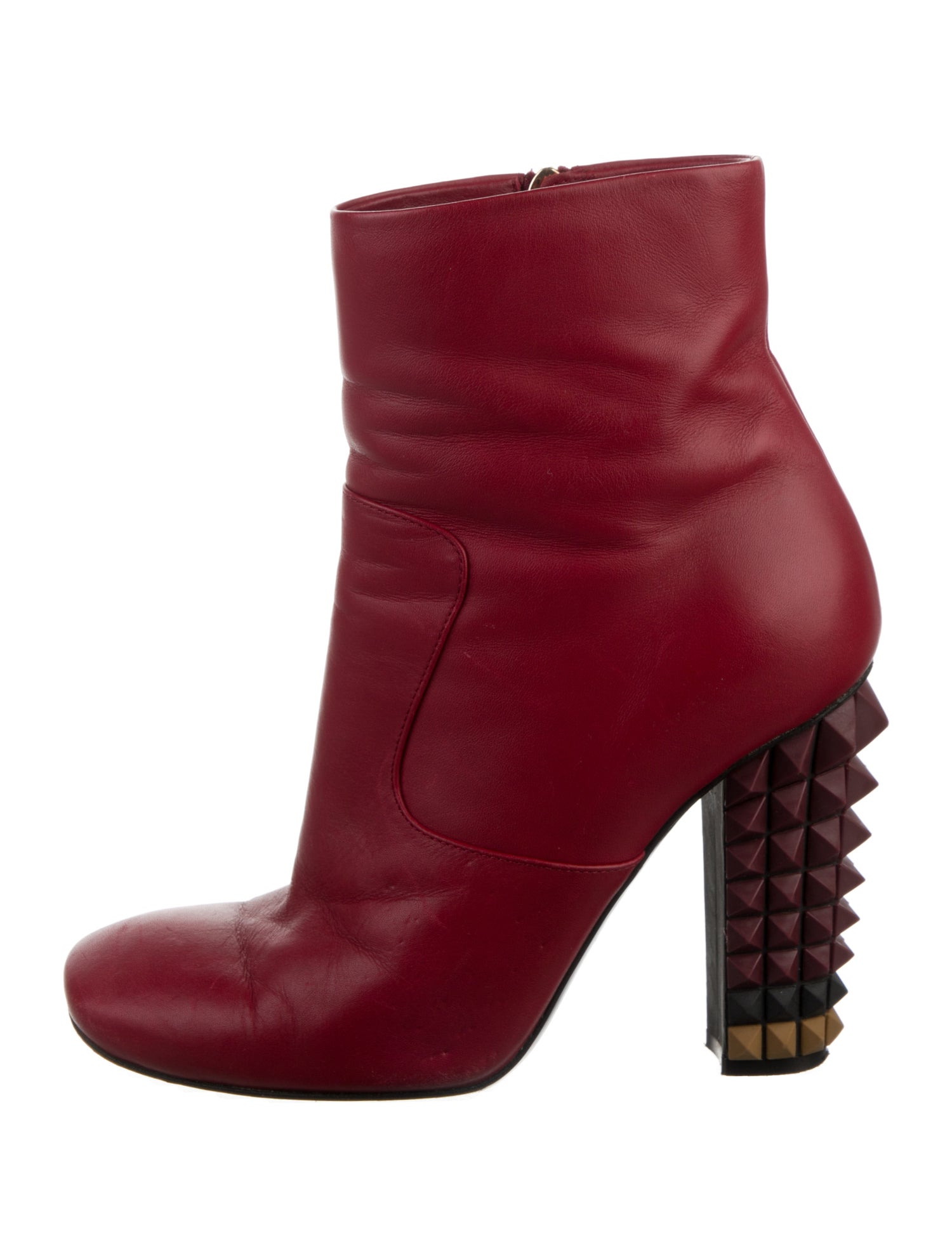 Fendi Rockstud Accents Leather Boots