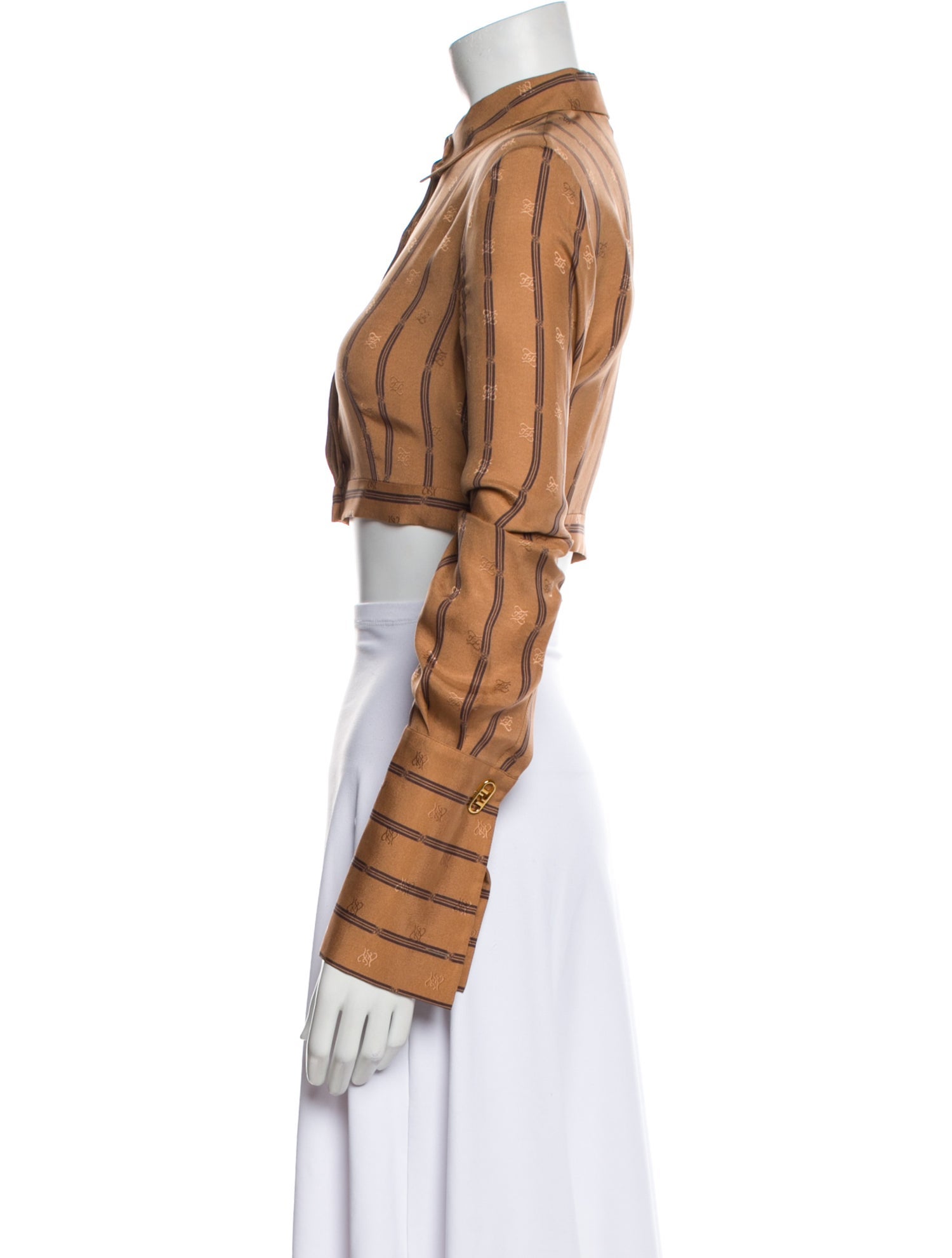 Fendi Silk Printed Crop Top