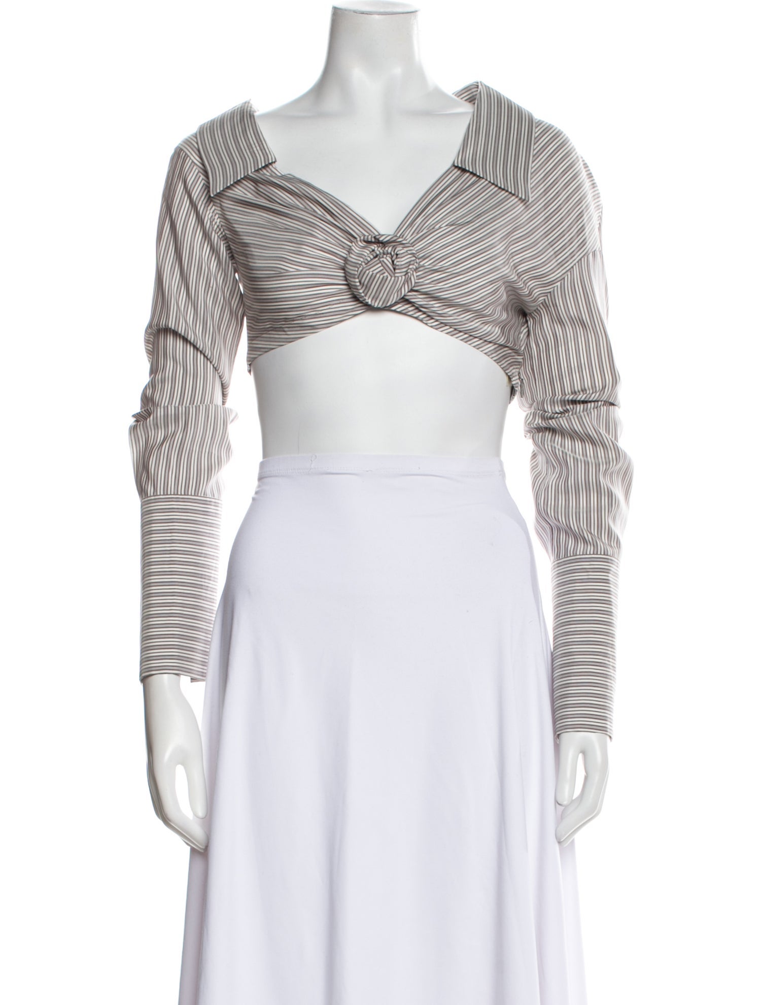 Fendi Silk Striped Crop Top