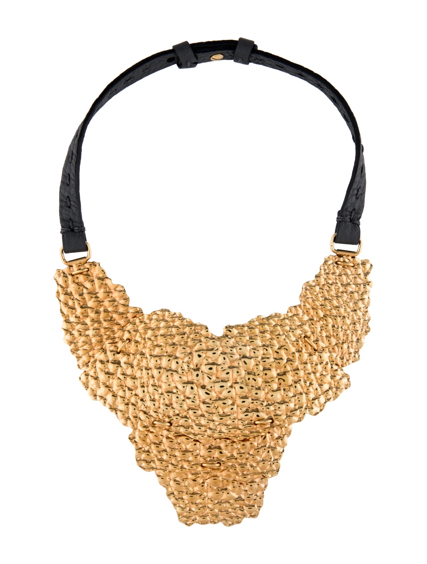 Fendi Sculptural Bib & Leather Collar Necklace