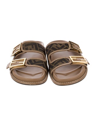 Fendi Zucca FF Logo Canvas Slides