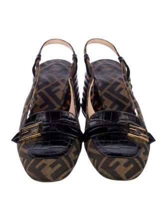 Fendi Zucca FF Logo Canvas Slingback Pumps