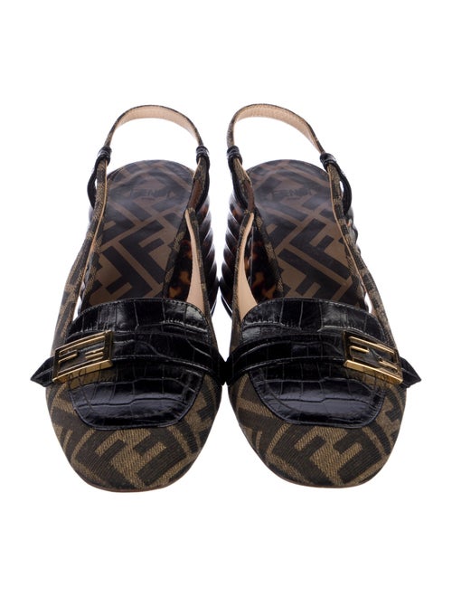 Fendi Zucca FF Logo Canvas Slingback Pumps
