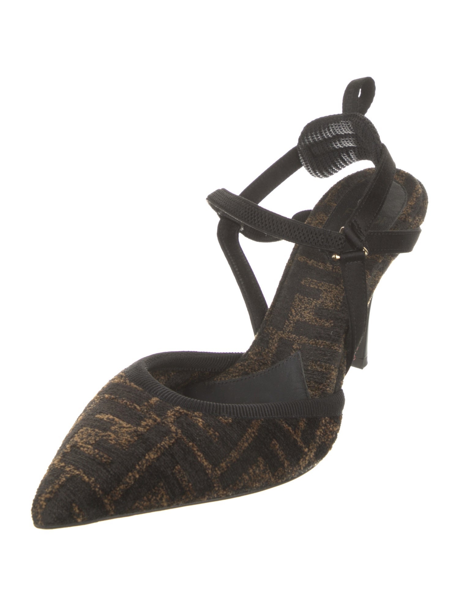 Fendi Zucca FF Logo Printed Slingback Pumps