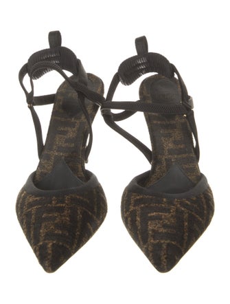 Fendi Zucca FF Logo Printed Slingback Pumps