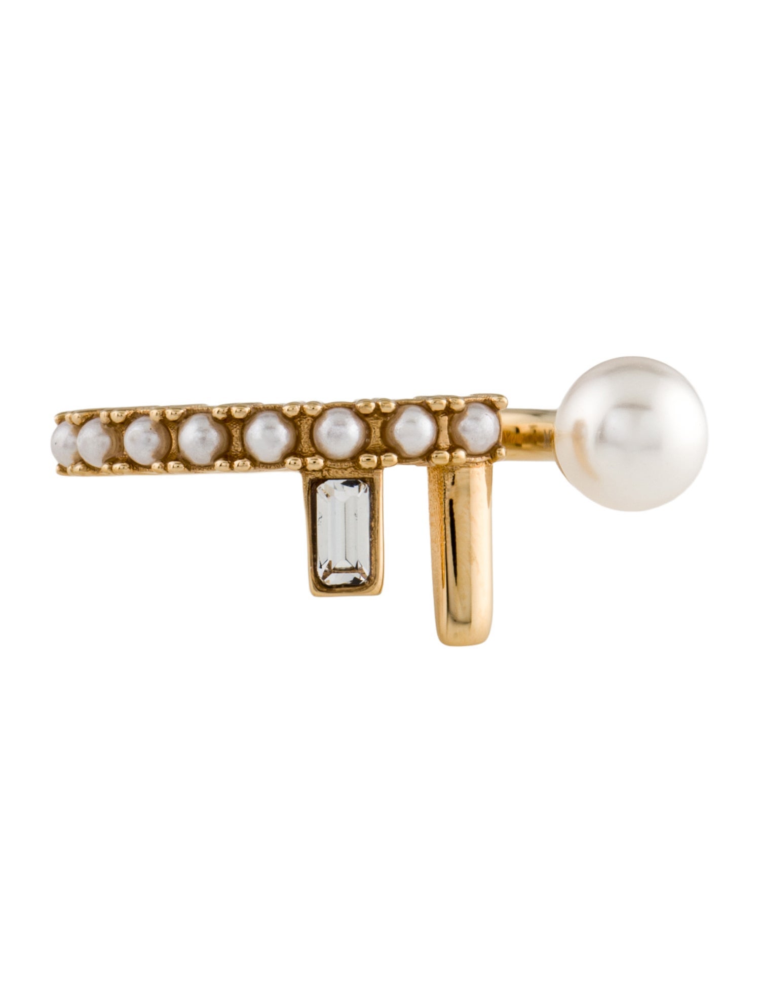 Fendi Faux Pearl & Crystal Cocktail Ring
