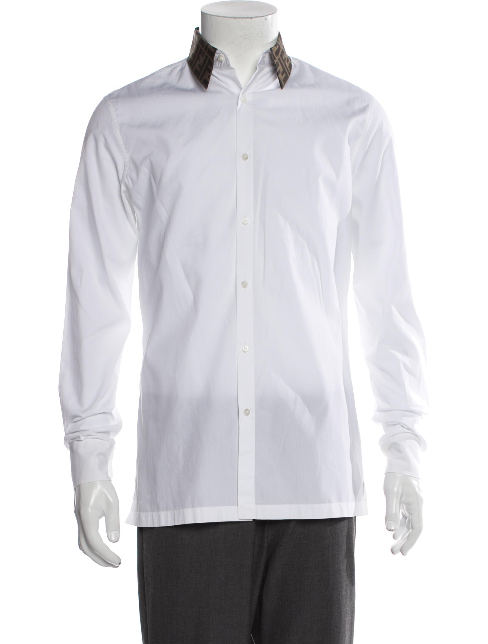 Fendi Zucca FF Logo Long Sleeve Dress Shirt