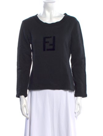 Fendi Graphic Print Scoop Neck Sweater