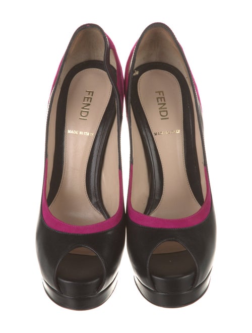 Fendi Leather Colorblock Pattern Pumps