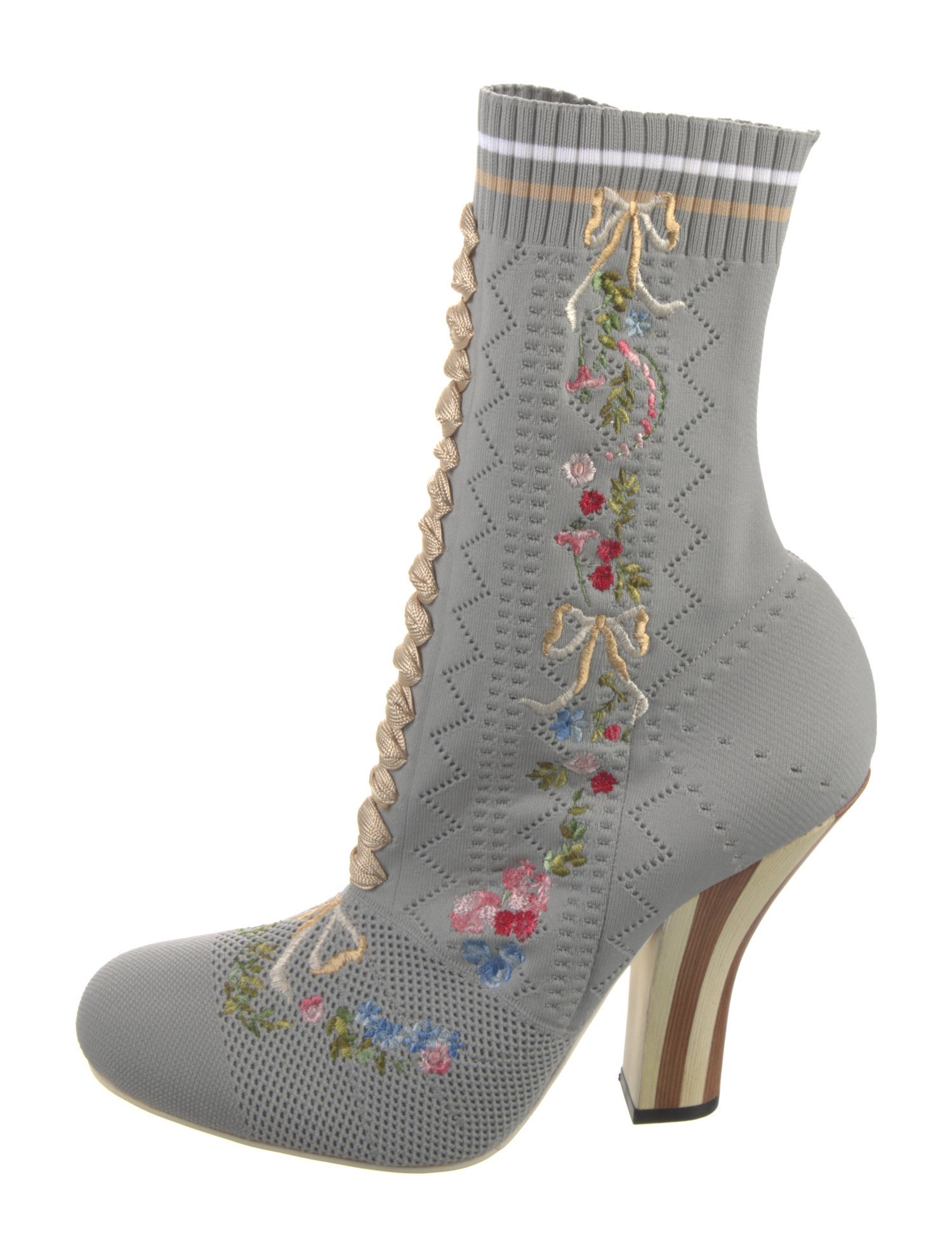 Fendi Patterned Embroidered Accent Pumps