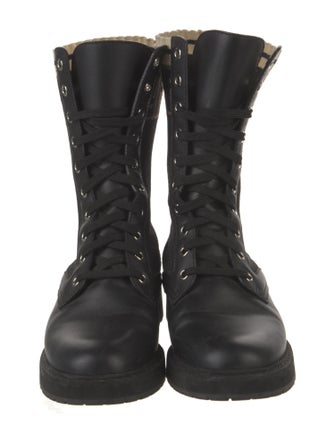 Fendi Zucca FF Logo Leather Combat Boots