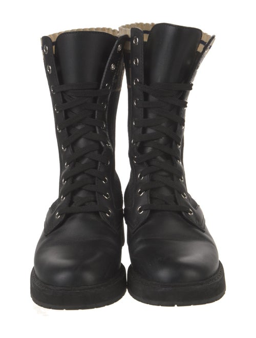 Fendi Zucca FF Logo Leather Combat Boots