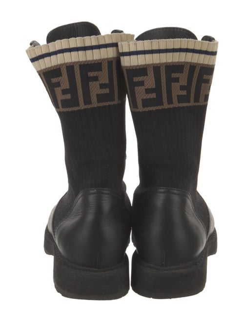 Fendi Zucca FF Logo Leather Combat Boots